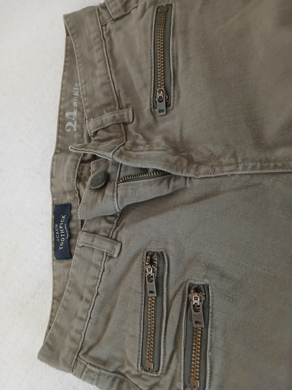 J. Crew Toothpick Skinny Ankle Pants in Olive Green